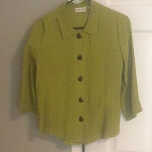 Fun button front top in sassy lime green